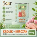KARMA MOKRA DLA KOTA 2Cat Królik Kurczak 98,9% MIĘSA PREMIUM 400g BEZ ZBÓŻ