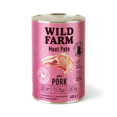 WILD FARM Meat Pate Karma Mokra Dla Kota Wieprzowina 400G Wild Farm