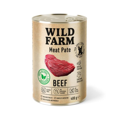 WILD FARM Pate Beef 400g - Bezglutenowa Karma Dla Psa z Wołowiną Wild Farm