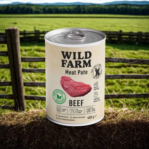 WILD FARM Pate Beef 400g - Bezglutenowa Karma Dla Psa z Wołowiną Wild Farm