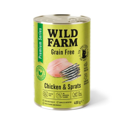 WILD FARM Premium Grain Free Chicken and Sprats 400g - bezzbożowa karma dla kota Wild Farm