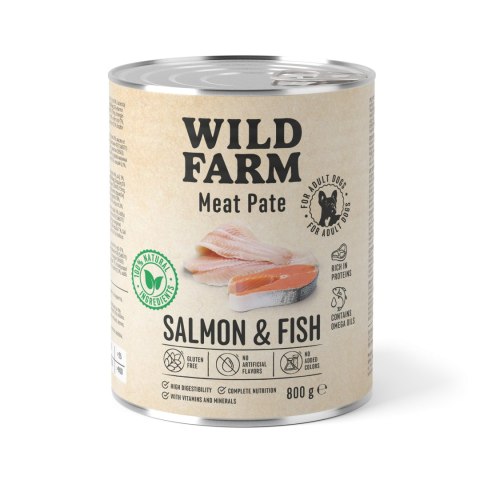 Wild Farm Pate Karma Mokra Dla Psa Z Łososiem I Rybą Bezglutenowa 800g Wild Farm