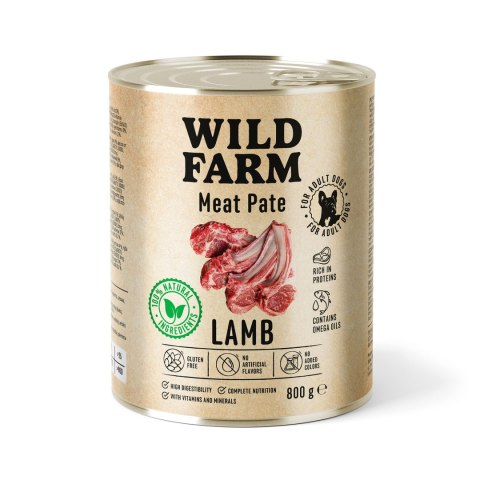Wild Farm Pate Lamb 800g - Mokra Karma z Jagnięciną dla Psów Wild Farm