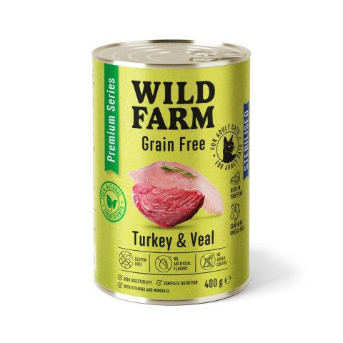 Wild Farm Premium Grain Free Karma Dla Kotów Sterylizowanych Indyk I Cielęcina 400g Wild Farm