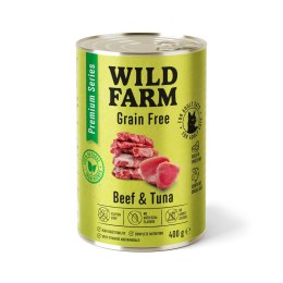 Wild Farm Premium Mokra Karma Dla Dorosłych Kotów Wołowina I Tuńczyk 400g Wild Farm