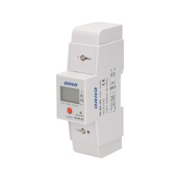 1-fazowy wskaźnik zużycia energii elektrycznej, 80A, dodatkowy wskaźnik, wyjście impulsowe, przycisk RESET, 2 moduły, DIN TH-35m