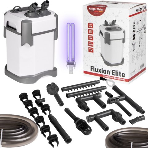 Kruger Meier Fluxion Elite 1000 UVC PRO - filtr zewnętrzny z lampą UV do akwarium 80 - 180 litrów Kruger Meier