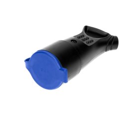 Bryzgoszczelne gniazdo gumowe 2P+Z, proste, IP44, czarne