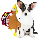 Pet Nova zabawka gumowa - brązowa kura w locie 26cm Aqua Nova