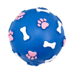 Aqua Nova Pet Nova zabawka gumowa - piłka ze wzorem łapek i kości niebieska 9cm