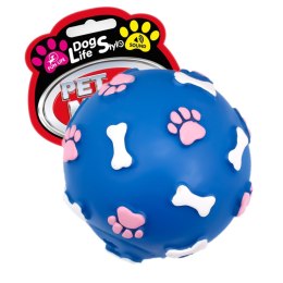 Aqua Nova Pet Nova zabawka gumowa - piłka ze wzorem łapek i kości niebieska 9cm