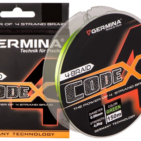 Germina 4-BRAID CODE 0,16mm GREEN - plecionka wędkarska 150m Genlog