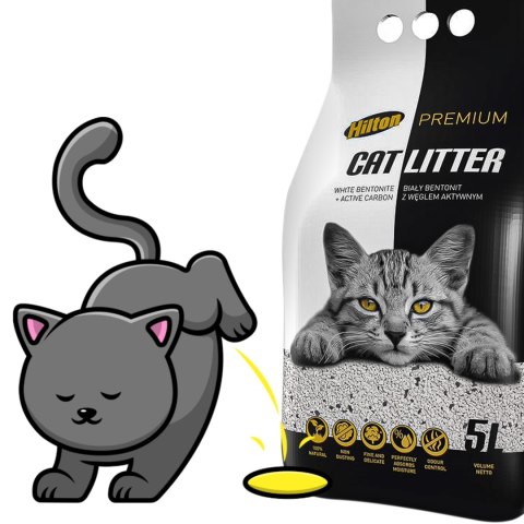 Hilton Cat Litter Carbon - żwirek bentonitowy z węglem dla kota 5l HILTON