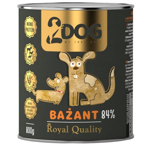 2Dog Mokra karma dla psa Bażant 84% mięsa ROYAL QUALITY 800g monoproteinowa