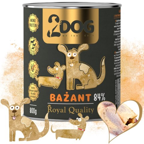 2Dog Mokra karma dla psa Bażant 84% mięsa ROYAL QUALITY 800g monoproteinowa