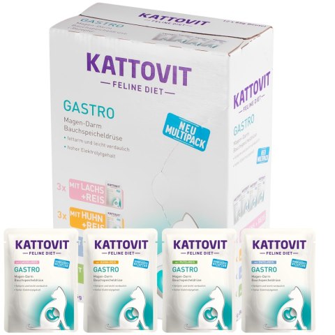 Kattovit Gastro Multipack 12x85g - karma dla kotów chorych na jelita, żołądek i trzustkę KATTOVIT